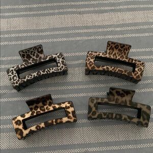 Chic Leopard Pattern Hair Claw Clips Set